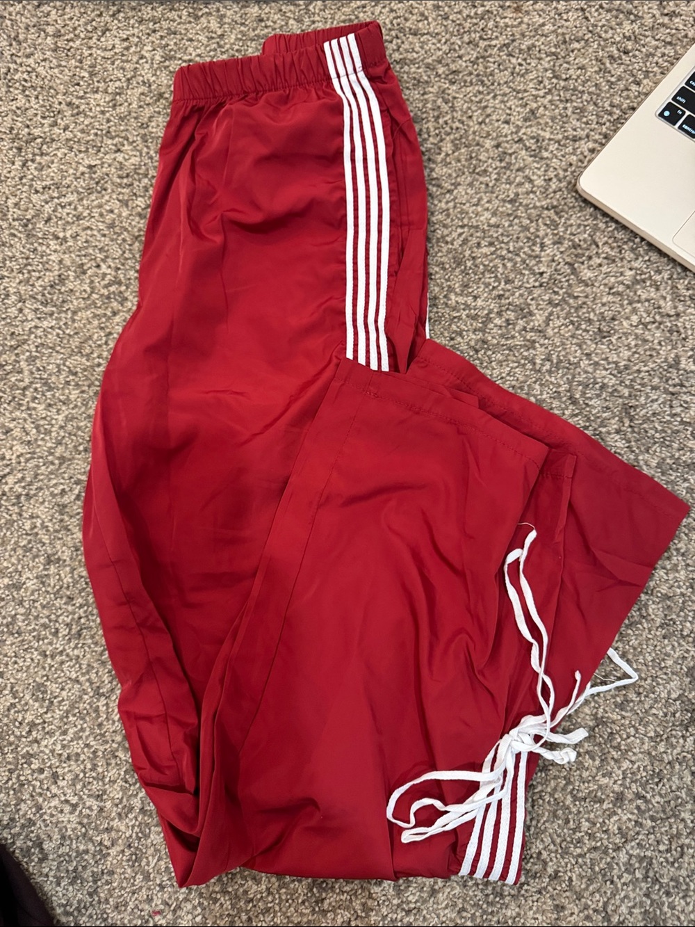 Edikted Red Sweatpants with White Side Stripes